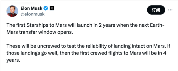 股票配资杭州雷曼期货 马斯克宣布火星计划！2年内发射无人飞船，20年内建城市！